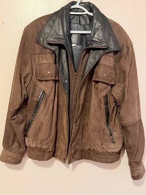 Vintage Brown Leather Men's Bomber Jacket